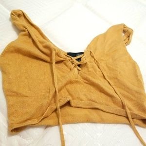 Forever 21 cropped shirt, women's small, tan